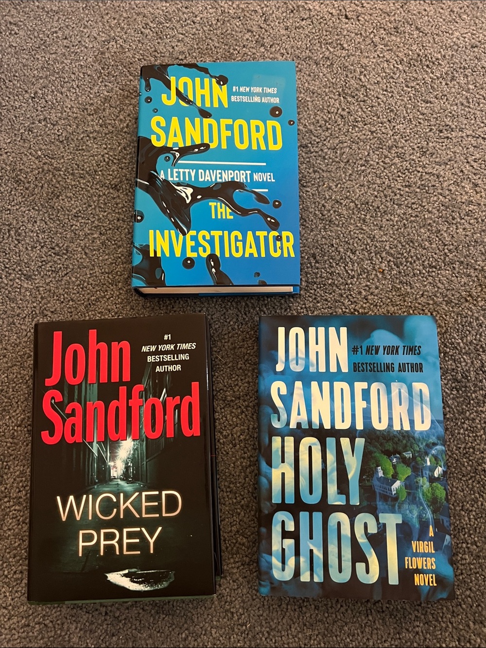 John Sandford Hardcover Book Set -  The Investigator, Holy Ghost, Wicked Prey